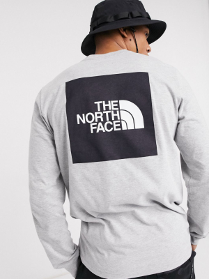 The North Face Red Box Long Sleeve T-shirt In Gray
