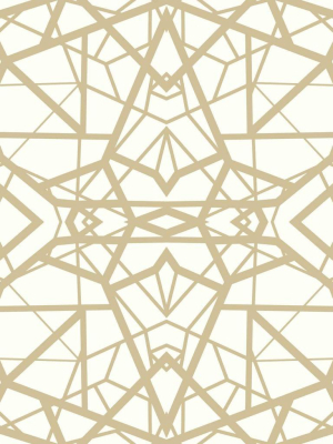 Shatter Geometric Peel & Stick Wallpaper In White And Gold By Roommates For York Wallcoverings