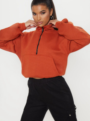 Rust Oversized Zip Front Sweater