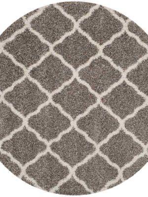 Hudson Shag Quatrefoil Gray/ivory Round Rug