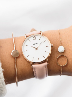 Minuit Leather Pink, Rose Gold Colour