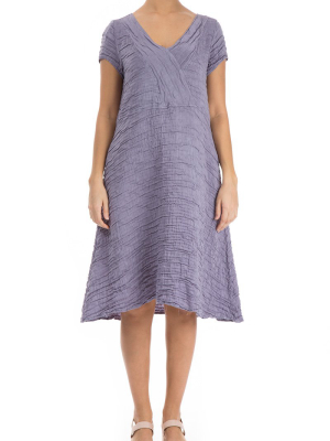 Crinkled Violet Tulip Silk Linen Dress