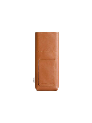 Slim Memobottle Tan Leather Sleeve