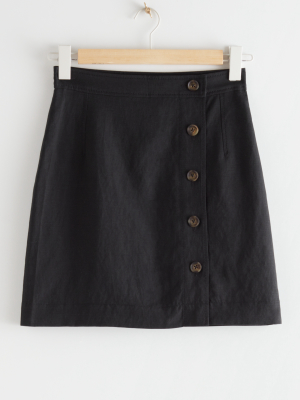 Front Button Mini Skirt