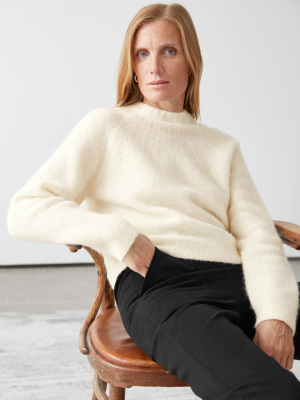 Ribbed Mock Neck Wool Blend Sweater