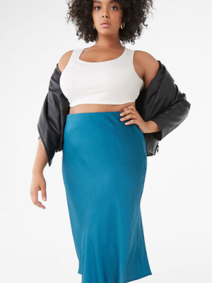 Plus Size Textured Satin Skirt