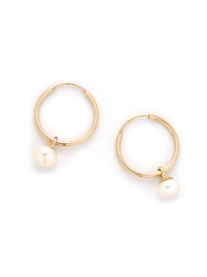 Pearl Charm Gold Hoop Earring