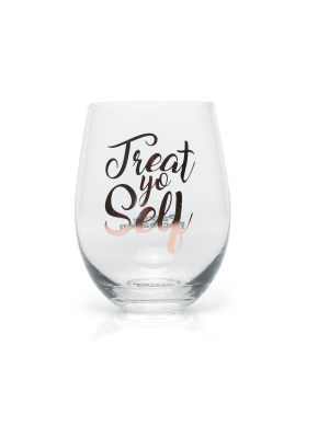 Surreal Entertainment Parks And Recreation Treat Yo Self Stemless Wine Glass | Pink