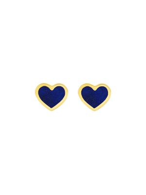 Inlay Heart Studs - Lapis