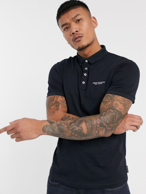 Armani Exchange Text Logo Polo In Navy