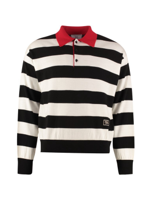 Ami Striped Knit Polo Shirt