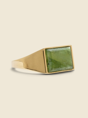 Lennox Jasper Ring - Green/gold Vermeil