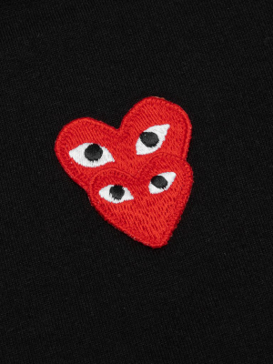 Comme Des Garcons Play Women's Stacked Heart S/s T-shirt - Black