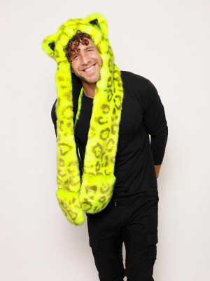 Neon Yellow Leopard Luxe Collector Edition Faux Fur Hood | Men's