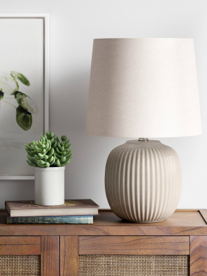 Large Ribbed Ceramic Table Lamp - Threshold™