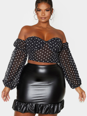 Plus Black Sweetheart Bardot Crop Top