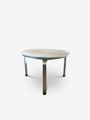 Pk33 Stool In Optical White Leather By Poul Kjaerholm For Fritz Hansen