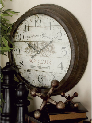 23" Rustic Vintage Style Round Wall Clock - Olivia & May