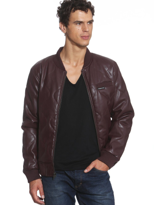 Bogo - Men's Faux Leather Oval Quilted Bomber Jacket