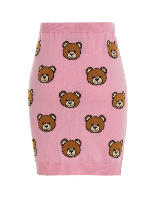 Moschino Logo Teddy Jacquard Mini Skirt