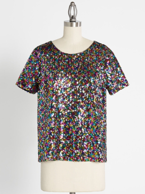 It's Raining Rainbow Sequins Top