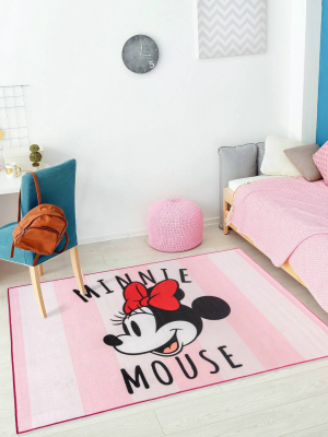 54"x78" Minnie Mouse Striped Area Rug