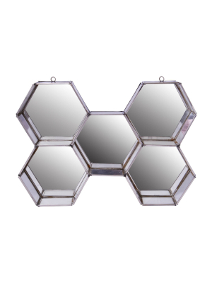 5.5" X 6" Nico Hexagon Wall Mirror Display Polished Silver - A&b Home