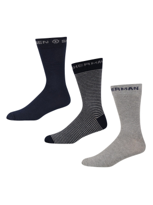 Malt Queen Men's 3-pack Socks - Navy/navy Grey Marl/grey Marl