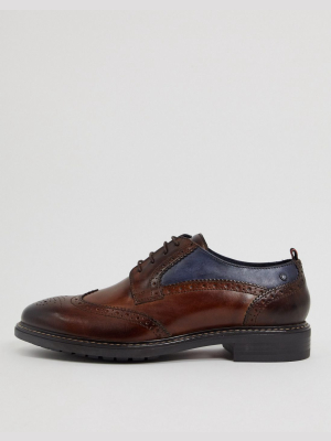 Base London Lennox Brogues In Brown Leather