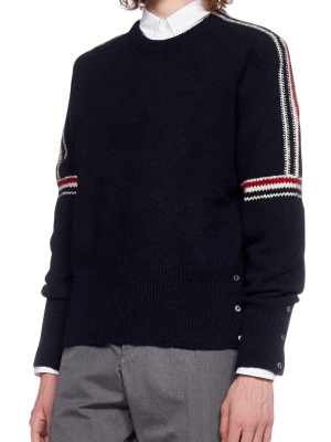 Thom Browne Intarsia Stripe Crewneck Knit Sweater