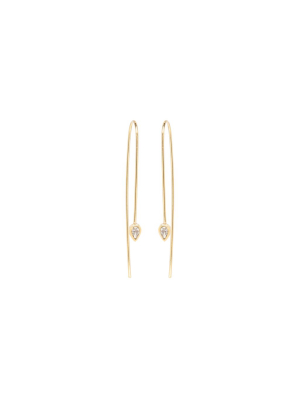 14k Pear Diamond Wire Earrings