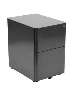 Flash Furniture Modern 3-drawer Mobile Locking Filing Cabinet With Anti-tilt Mechanism And Hanging Drawer For Legal & Letter Files
