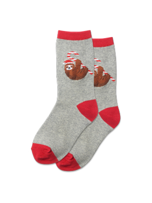 Kid's Candy Cane Sloth Crew Socks