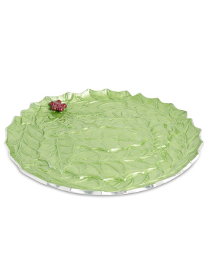 Julia Knight Holly Sprig 13" Round Platter In Mojito