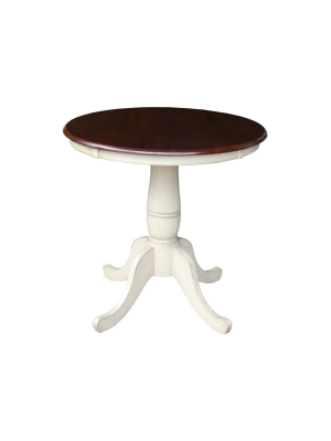 30" Round Top Pedestal Table Antiqued Almond/espresso – International Concepts