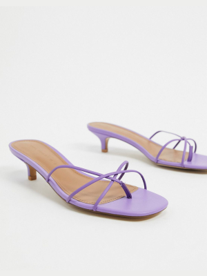 Who What Wear Addison Spaghetti Strap Mule Heeled Sandals In Purple Leather