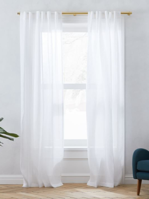 Sheer Belgian Flax Linen Curtain - White