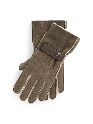 Leather-trim Shearling Gloves