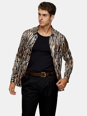 Animal Print Satin Slim Shirt