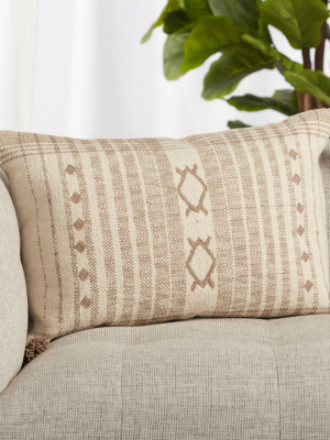 Razili Tribal Pillow In Taupe & Cream