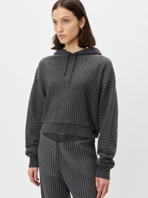 Ribbed Terry Hoodie / Charcoal