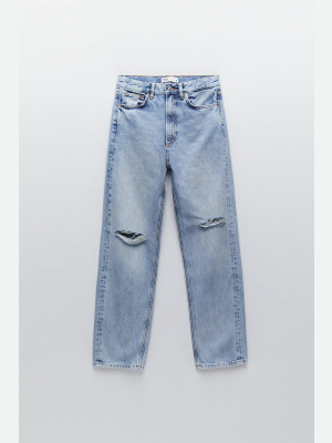 Zw Premium Relaxed Mom Jeans In Harmony Blue