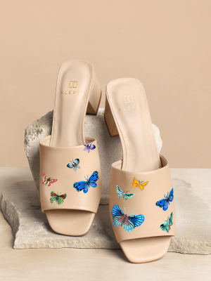 Butterflies Beige Heel