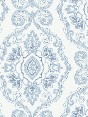 Nautical Damask Wallpaper In Coastal Blue From The Beach House Collection By Seabrook Wallcoverings