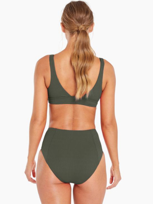 Sienna High Waist Full Cut Bottom - Forest Ecorib