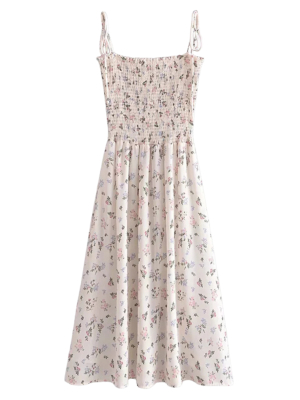 'molly' Floral Printed Ruched Midi Dress