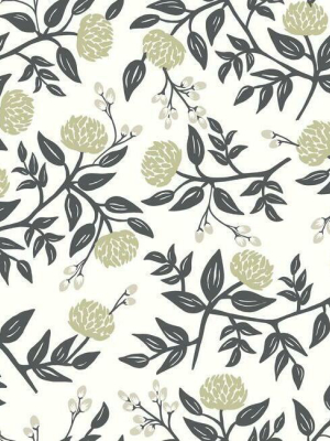 Peonies Wallpaper In White And Black From The Rifle Paper Co. Collection By York Wallcoverings