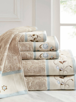 6pc Monroe Jacquard Cotton Bath Towel Set Beige