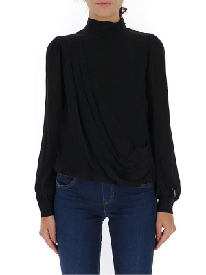 Michael Michael Kors Draped High-neck Blouse