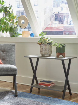 Slade Wood With Concrete Coating Under Window Bookcase Gray - Alaterre Furniture